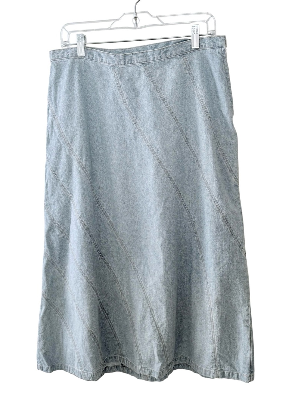 Vintage Denim A-Line Midi Skirt Size 10 Light Blue 90s Y2K Prairie Boho